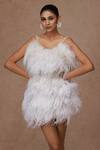 Buy Shriya Som Ivory Tulle Round Neck Faux Feather Applique Mini Dress at Aza Fashions Buy_Shriya Som_Ivory Tulle Round Neck Faux Feather Applique Mini Dress _at_Aza_Fashions