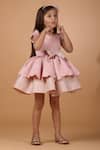 Buy_Darleen Kids Couture_Pink Taffeta, Lycra, Silk Bows Belle Scallop Detailed Dress _at_Aza_Fashions