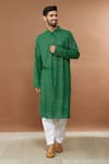 Buy_Aham-Vayam_Green Cotton Sequins Sitara Embroidered Kurta Set _at_Aza_Fashions