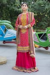 Buy_Irrau by Samir Mantri_Multi Color Dupion Printed Floral Keyhole Straight Kurta Set _at_Aza_Fashions