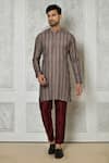 Buy_Samyukta Singhania_Multi Color Cotton Silk Printed Stripe Kurta Set For Men_at_Aza_Fashions