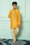 Buy_Petite Pomme_Yellow Silk Embroidery Kurta _at_Aza_Fashions