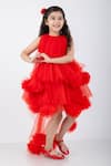 Buy_The little celebs_Red Net Round Neck Dress _at_Aza_Fashions