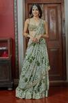 Buy_Arpita Mehta_Beige Georgette And Embroidery Garden & Drape & Gharara Set For Women_at_Aza_Fashions