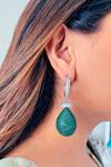 Buy_PRERTO_Green Stones Midnight Emerald Drop Earrings_at_Aza_Fashions