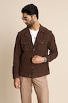 Buy_Gargee Designers_Brown Corduroy In Man Made Fibre Shacket Top _at_Aza_Fashions