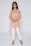Buy_Bha sha_Pink  Georgette Printed Floral  Collar With Inner _at_Aza_Fashions