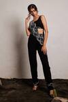 Buy_Pocket Stories_Black Microsuit Embroidery Beads And Crystals Square Neck Wave Jumpsuit  _at_Aza_Fashions