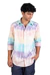 Buy_Theorem_Multi Color Cotton Tie Dye Happy Stripe Shirt _at_Aza_Fashions