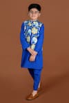 Buy_Kalp_Blue Cotton Embroidery Floral Printed Kurta Set _at_Aza_Fashions