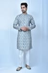 Buy_Samyukta Singhania_Blue Kurta Cotton Silk Printed Moroccan Set _at_Aza_Fashions
