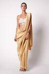 Buy_431-88 By Shweta Kapur_Gold Silk Embroidery Shells And Masai Pre-draped Saree With Iris Bustier  _at_Aza_Fashions