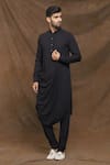 Buy_Arihant Rai Sinha_Black Rayon Solid Draped Kurta Set _at_Aza_Fashions