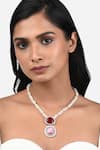 Shop_Ahaanya_Red Agate Pearl String Pendant Necklace_at_Aza_Fashions