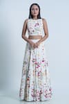 Buy Nautanky Ivory Blouse Silk, Lehenga Organza Floral, Sequins Hand Embroidered With at Aza Fashions Buy_Nautanky_Ivory Blouse Silk, Lehenga Organza Floral, Sequins Hand Embroidered With _at_Aza_Fashions