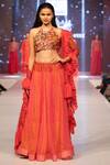 Buy_Rina Dhaka_Red Cotton Sequins Halter Neck Bandhani Pattern Lehenga Set_at_Aza_Fashions