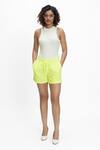 Buy_Terra Luna_Yellow 100% Organic Handloom Oxford Cotton Elasticated Waistband Shorts_at_Aza_Fashions