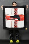 Buy_I am Trouble by KC_Red Printed Square Scarf _at_Aza_Fashions