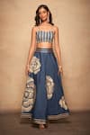 Buy_Gulabo by Abu Sandeep_Blue 100% Pure Chanderi Silk Embellished Gota Rose Skirt  _at_Aza_Fashions