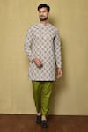 Buy_Samyukta Singhania_Multi Color Viscose Chikankari Mughal Kurta And Green Pant Set _at_Aza_Fashions