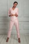 Buy_Couché By Anandini_Pink Tussar Collared Tussord Tweed Solid Jacket Pant Set _at_Aza_Fashions