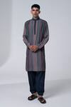 Buy_Siddhartha Bansal_Grey Cotton Dobby Printed Autumn Shower Dixy Kurta Set  _at_Aza_Fashions