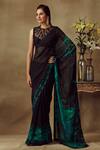 Buy_Shilpi Gupta_Black Blouse Net, Saree Pure Georgette Beads And Cutdana, Printed Border With_at_Aza_Fashions