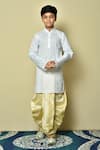 Buy_Petite Pomme_White Cotton, Silk Patterned Kurta And Dhoti Set _at_Aza_Fashions