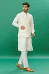 Buy_RNG Safawala_Yellow Jacquard Floral Pattern Nehru Jacket And Kurta Set _at_Aza_Fashions