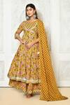 Buy_Adara Khan_Yellow Cotton Printed Floral Round Anarkali Set _at_Aza_Fashions