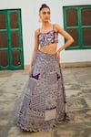 Buy_Twenty Nine_Purple Crepe Hand Embroidered Mirror Lehenga _at_Aza_Fashions