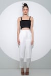 Buy_Pocketful Of Cherrie_White Crepe Plain Straight Trouser _at_Aza_Fashions