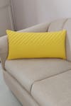 Buy_Throwpillow_Yellow Blend Of Cotton And Polyester Pleated Cushion Cover _at_Aza_Fashions