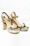 Buy_Foot Fuel_Gold Senka Textured Pattern Block Heels _at_Aza_Fashions