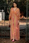 Buy_Paulmi and Harsh_Multi Color Crepe Embroidered Mirror And Resham Vintage Striped Pattern Kaftan _at_Aza_Fashions