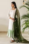 Buy_Cupid Cotton_Off White Silk, Cotton Embroidery, Beads Round Neck Yoke Anarkali Set _at_Aza_Fashions
