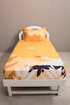 Buy_Kyoona_Yellow 100% Cotton Printed The Storks And Baby Bedsheet Set _at_Aza_Fashions