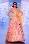 Buy_Anushree Reddy_Pink Organza Embroidery Zari Deep Zahira Two Tone Bridal Lehenga Set _at_Aza_Fashions