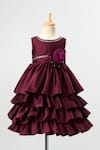 Buy_Pinkcow designs pvt ltd_Wine Taffeta Broach Embellished Dress _at_Aza_Fashions