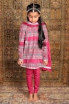 Buy_The Pony & Peony Co._Pink Silk, Cotton, Lycra Foil Printing, Gota Patti Printed Kurta Set _at_Aza_Fashions