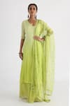 Buy_Smriti by Anju Agarwal_Green Kurta- Chinnon And Taffeta Hand Embroidery Mirrors Farah Ombre Sharara Set _at_Aza_Fashions