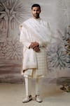 Buy_Philocaly_Ivory 100% Silk Embroidery Resham Wheat Blooming Flower Sherwani Set _at_Aza_Fashions