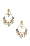 Buy_Ajooni Jewels_Silver Plated Kundan Handcrafted Temple Hoop Earrings _at_Aza_Fashions