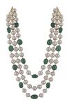 Buy_Riana Jewellery_White Pearl Contrast Multi-layered Mala _at_Aza_Fashions