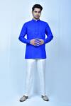 Buy_Samyukta Singhania_Blue Kurta Linen Cotton Solid Short And Pant Set _at_Aza_Fashions