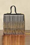 Buy_Soniya G_Gold Chains, Tassels Embellished Box Clutch_at_Aza_Fashions