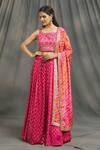 Buy_Samyukta Singhania_Pink Floral Scoop Neck Sequin Work Lehenga Set_at_Aza_Fashions