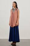 Buy_Akhl_Multi Color Chiffon (100% Viscose) + Glass Yarn Pleated Layered Gown  _at_Aza_Fashions