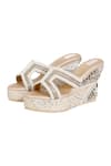 Buy_Fuchsia_White Sequin And Pearls Twilight Embroidered Platform Wedges _at_Aza_Fashions