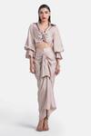 Buy_431-88 By Shweta Kapur_Beige Satin Samara Skirt _at_Aza_Fashions